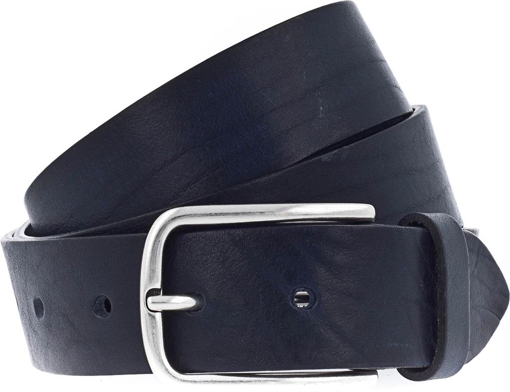 Vanzetti Leder Gürtel Denim Love 35mm Full Leather Belt W80 Marine blau