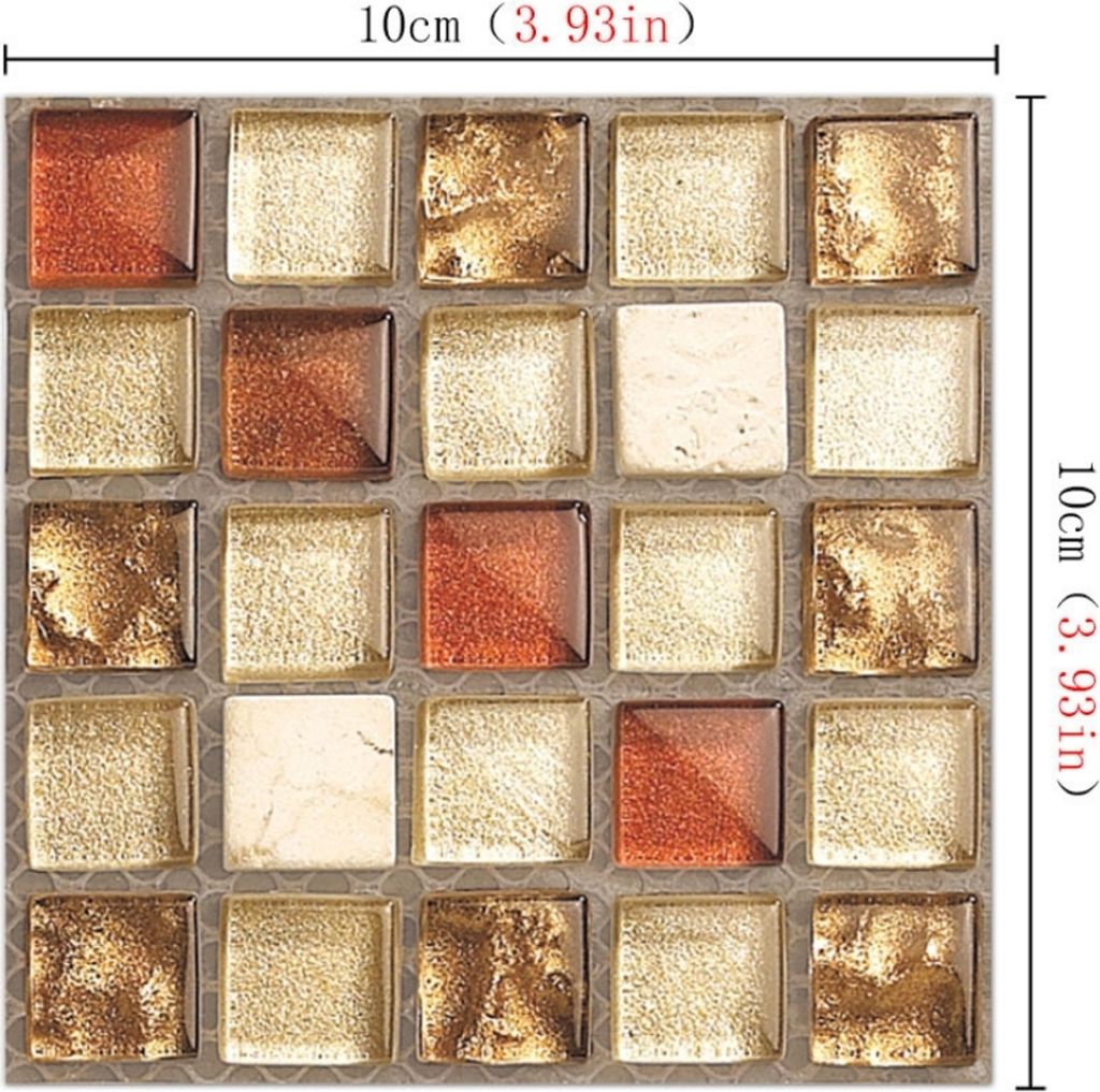 20 Stück Mosaik Wandaufkleber Wohbzimmer Selbstklebend Tapete Badezimmer Wandtattoos Wasserdicht 10x10 cm, Orange