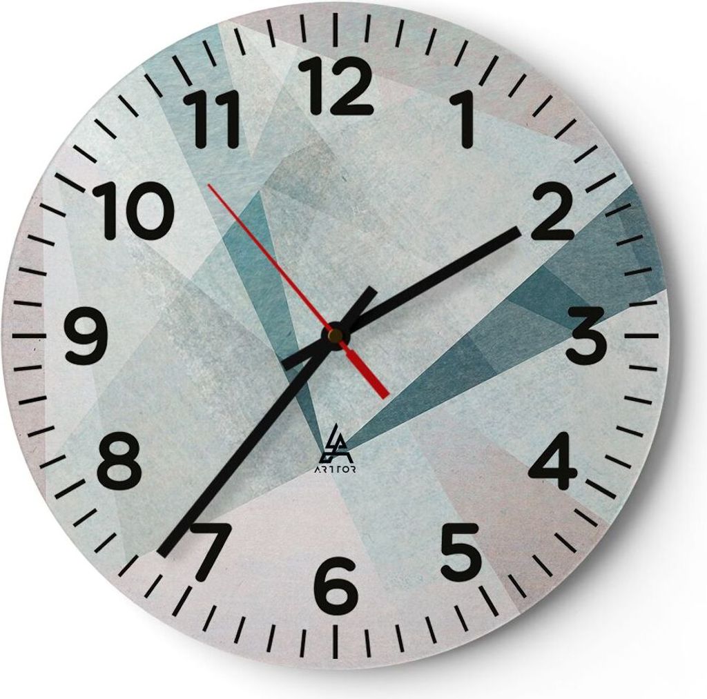Wanduhr - Rund - Glasuhr - Abstraktion modern - 30x30cm - Schleichendes Uhrwerk - Lautlos - zum Aufhängen bereit - Dekoration Modern - Wanddekorat...