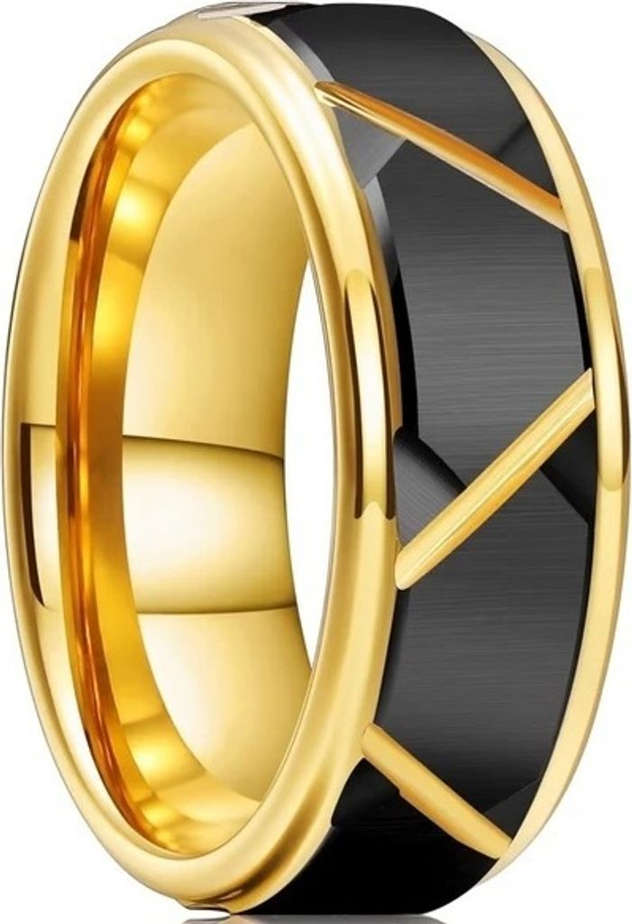 Merrick Ring für Herren - Gold und Schwarz, 55mm - Modernes Design KP31992