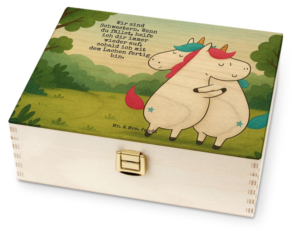 Mr. & Mrs. Panda Tee Box Einhörner Umarmen Design - Weiß - Geschenk, Unicorn, für Paare, Einhorn, Familie, Aufbewahrung, Freundin, Beutel Halter...