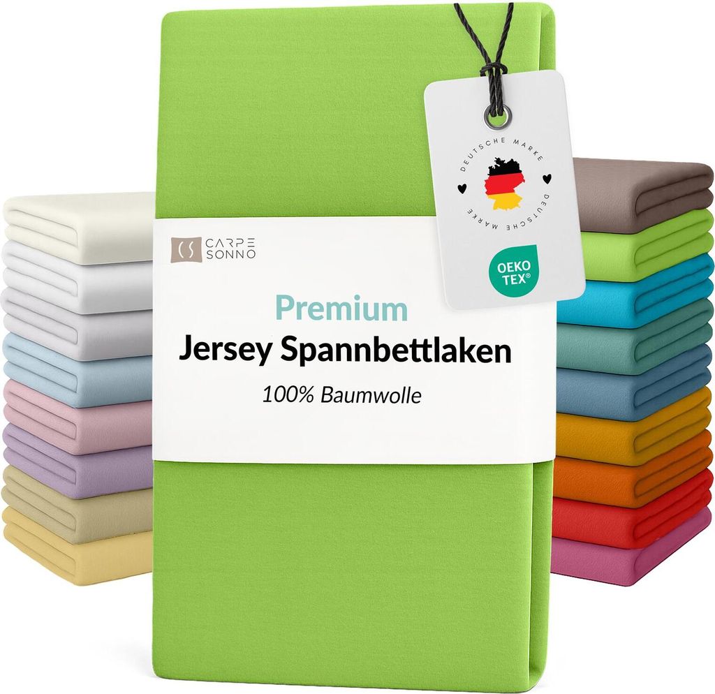 Mako Jersey Spannbettlaken 160x200 - 140x200 aus 100% Baumwolle Bettlaken Grün