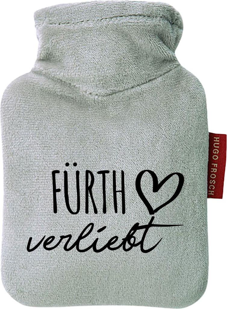 Huuraa Mini-Wärmflasche Fürth verliebt 0,2 Liter Grey Mini Veloursbezug Taschenwärmer Geschenkidee