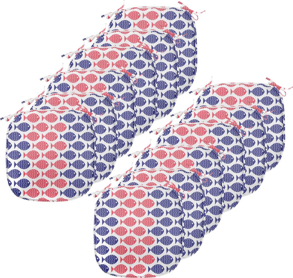 ABAKUHAUS Fisch Polster für Esszimmerstühle, Nautik-Fisch-Thema-Entwurf, Dekoratives wasserfestes Kissen mit Riemen für Küchensitze, 40 cm x 40...