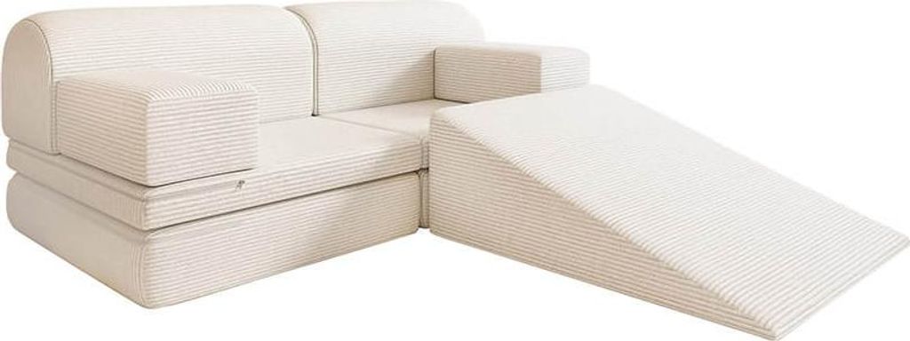 HOME DELUXE Spielsofa LIV inkl. Rutsche - Cord Beige I Kinderspielsofa, Spielsofa mit Rutsche, Kinder Sofa mit Stapelsteinen, Multifunktionales Spi...