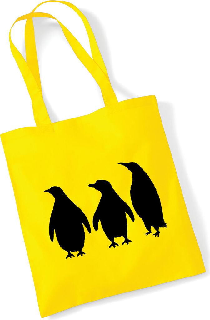 Huuraa Jutebeutel Pinguine Silhouette 10 Liter Yellow Baumwolle Tasche Geschenkidee