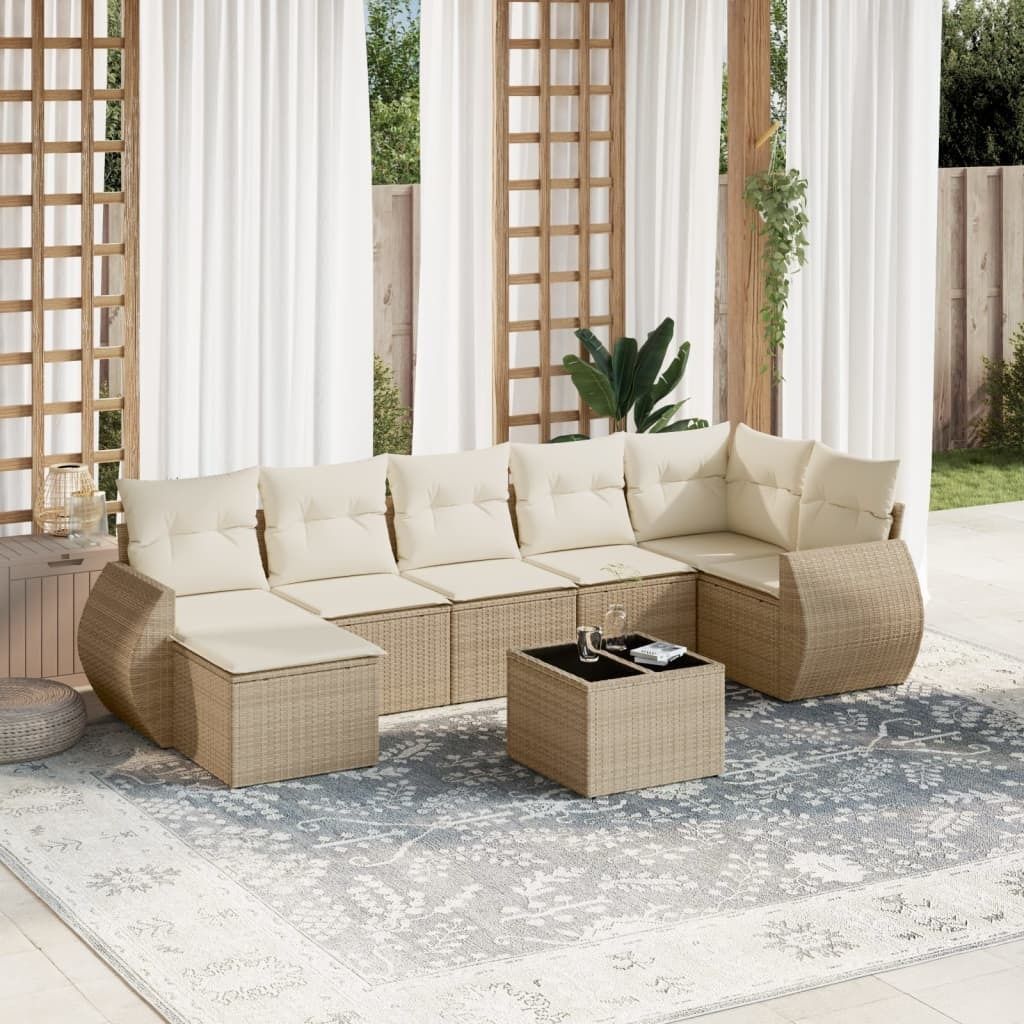 Maison Exclusive - 8-tlg. Garten-Sofagarnitur mit Kissen Beige Poly Rattan
