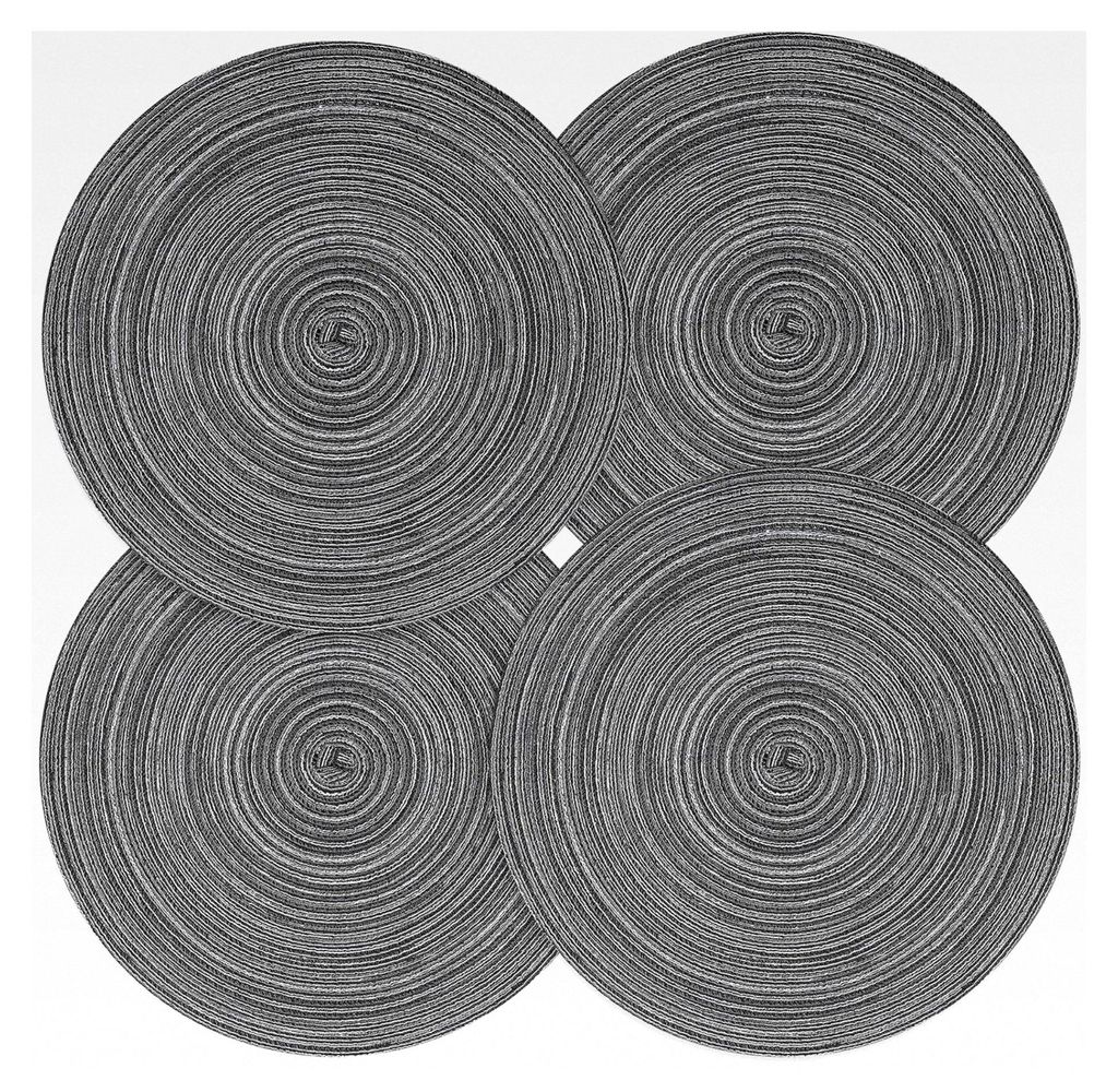 Abwaschbare Platzsets 4er Set, Runde Tischsets aus geflochtener Baumwolle, rutschfest und hitzebeständig für die Küche (Grau)