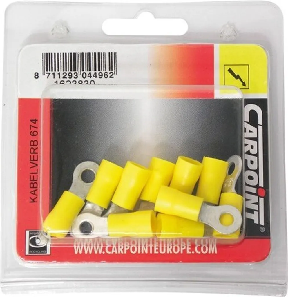 Terminali a Crimpare M4 Gialli Carpoint per Cavi 6mm² - 10 Pz
