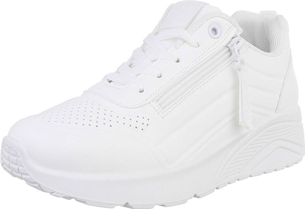 Ital-Design Damen Freizeitschuhe Lederoptik Sneakers Low 88843407 Weiß Gr. 39