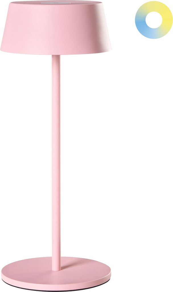BELIANI LED Tischlampe Rosa Metall 37 cm Hoch Aufladbar Kabellos mit USB-C-Ladefunktion Modernes Design für Outdoor Indoor Garten Terrasse Balkon