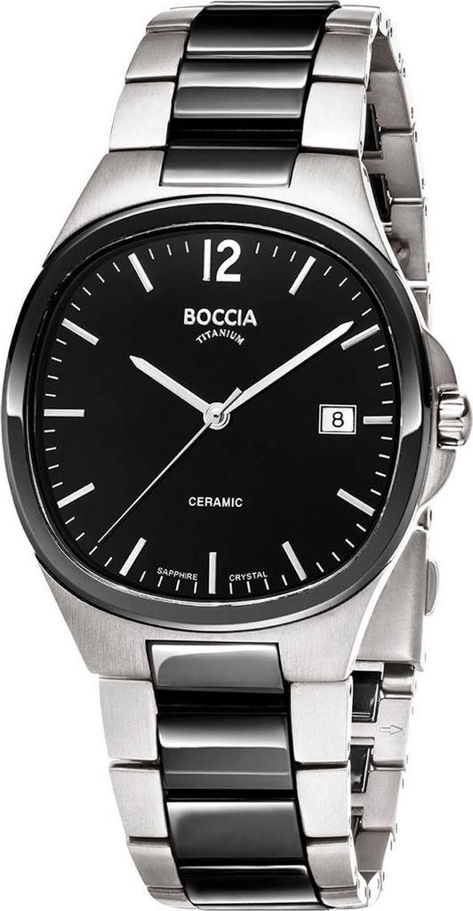 Boccia 3668-01 Herrenuhr Titanium Saphirglas Keramik 38mm 5ATM