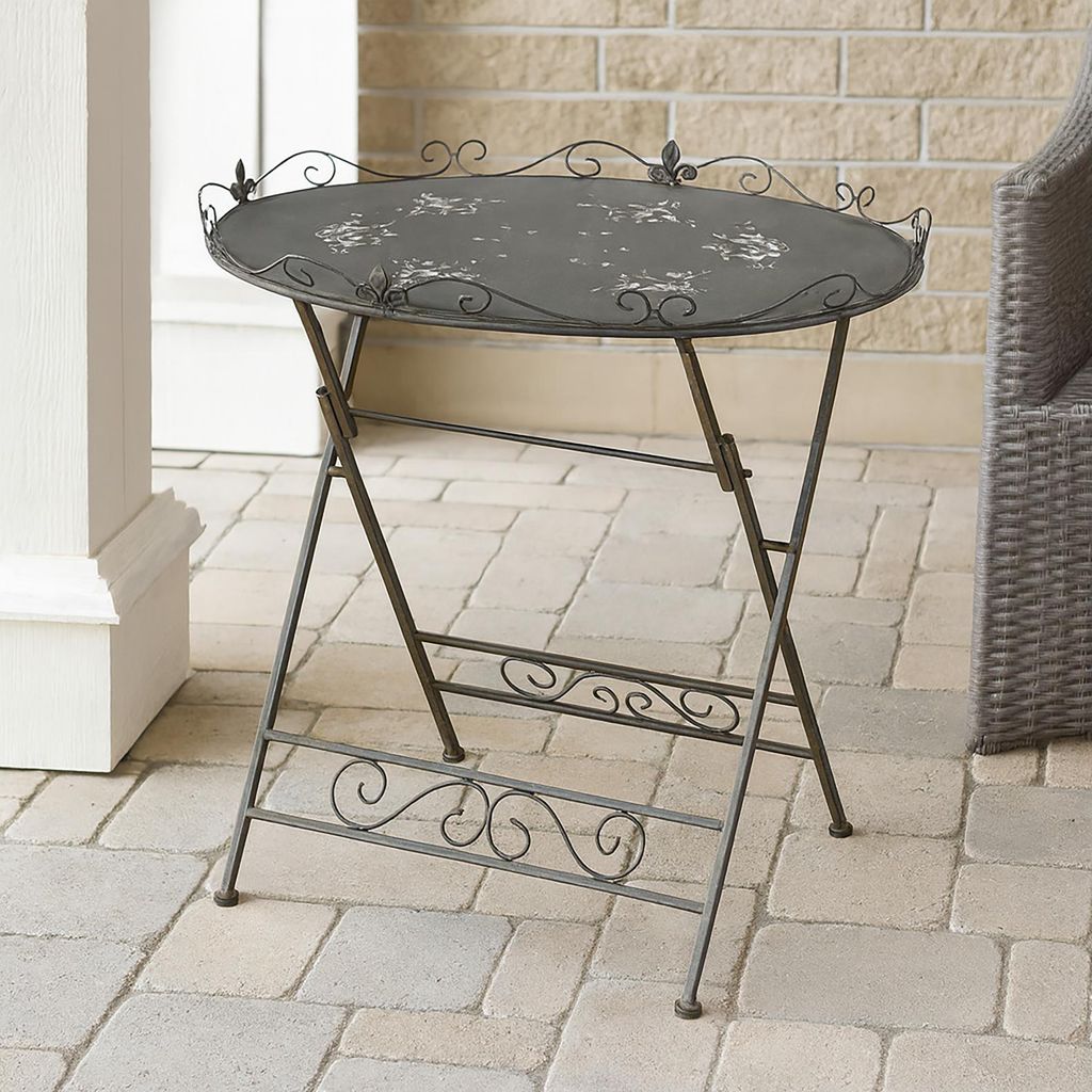 Gartentisch aus Metall Rostoptik Beistelltisch romantisch Produktbild 