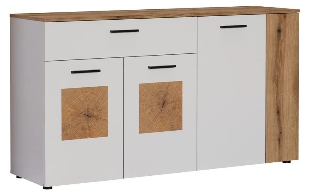 Buffet Enfilade VITORIA 150 cm 4 Portes Finition Bois et Grand Tiroir