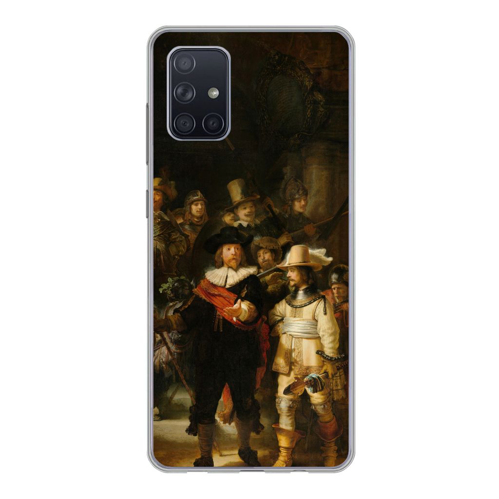 MuchoWow Handyhülle Schutzhülle Hülle für Samsung Galaxy A51 5G Die Nachtwache - Gemälde von Rembrandt van Rijn Silikon Softcase Handy Hüll...