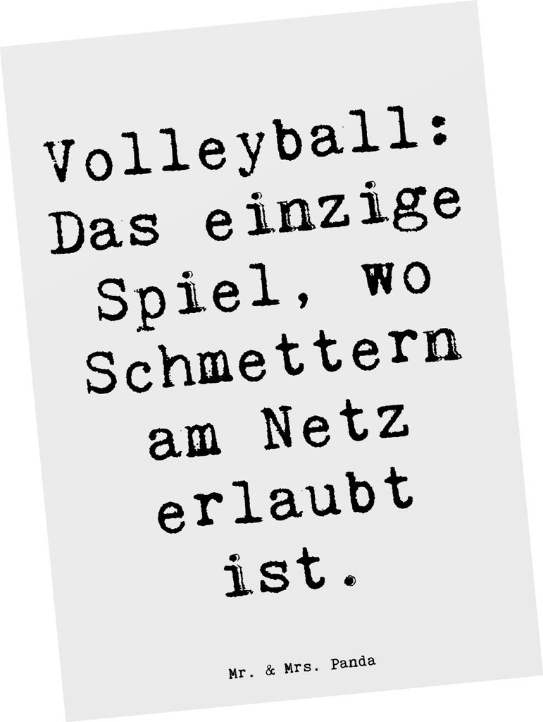 Mr. & Mrs. Panda Postkarte Spruch Volleyball Schmettern - Weiß - Geschenk, Netz, Teamarbeit, Schmetterball, körperliche Fitness, Sportler, Sporta...