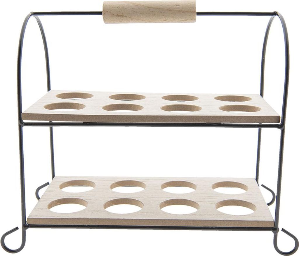 Držák na vejce Clayre & Eef 21x11x20 cm Černé dřevo Obrázek produktu 