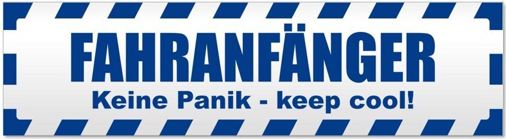 Kiwistar Fahranfänger. Keine Panik - Keep cool! Gestreift Magnetschild Schild magnetisch - 20cm Verkehrsblau - Magnetfolie für Auto PKW Kfz