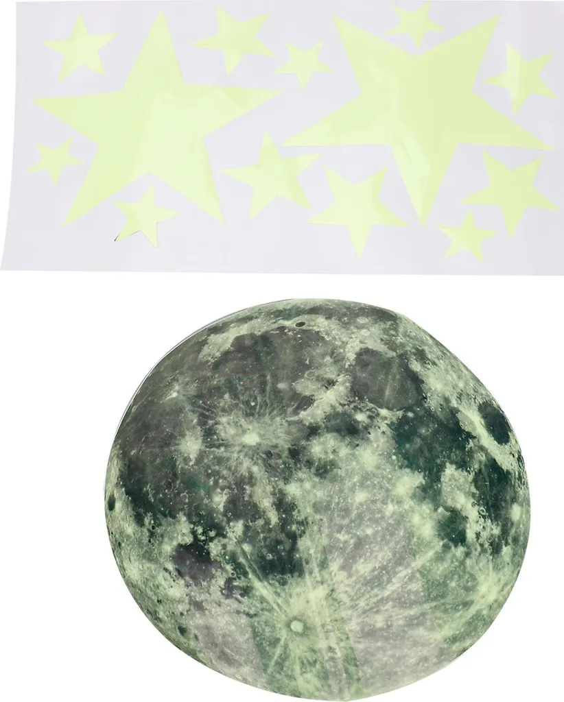 Décoration Murale Phosphorescente Enfant - Stickers Lune et Étoiles PVC