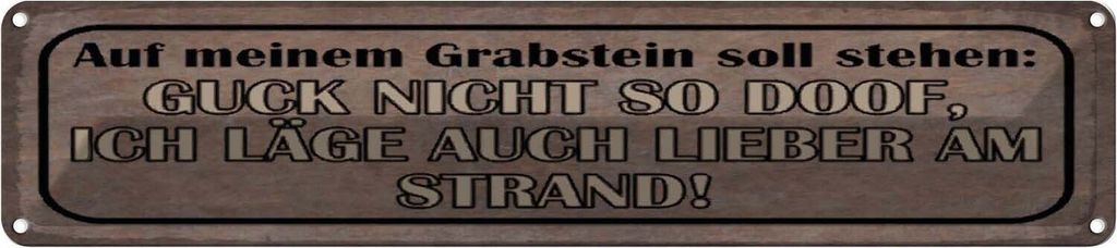 vianmo Blechschild 10x46 cm auf meinem Grabstein soll stehen Spruch Zitat