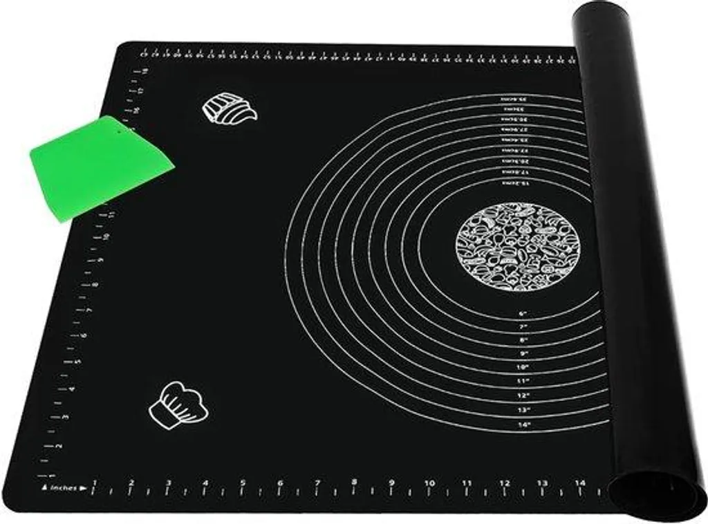 Tapis de cuisson antidérapant en silicone noir à revêtement antiadhésif