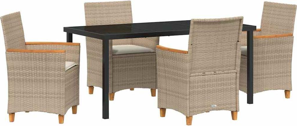 Garten Essgruppe 5 pcs Beige Poly-Rattan