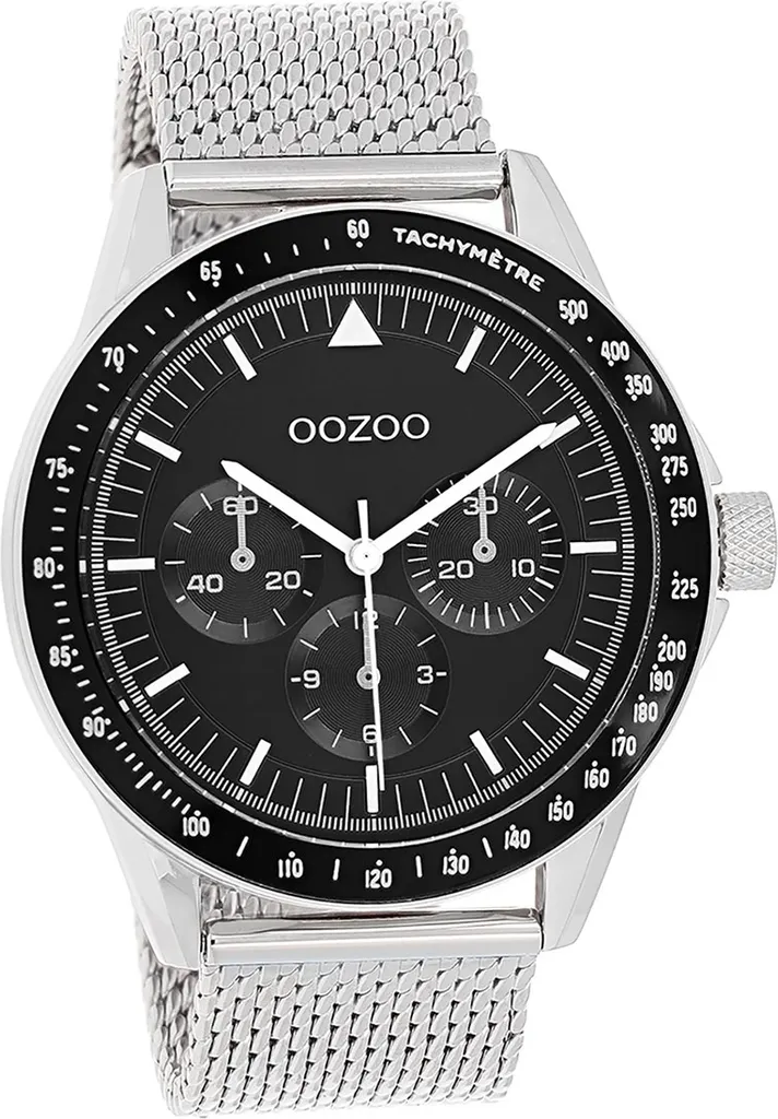Montre à Quartz pour Homme avec Bracelet en Maille Milanaise Argentée