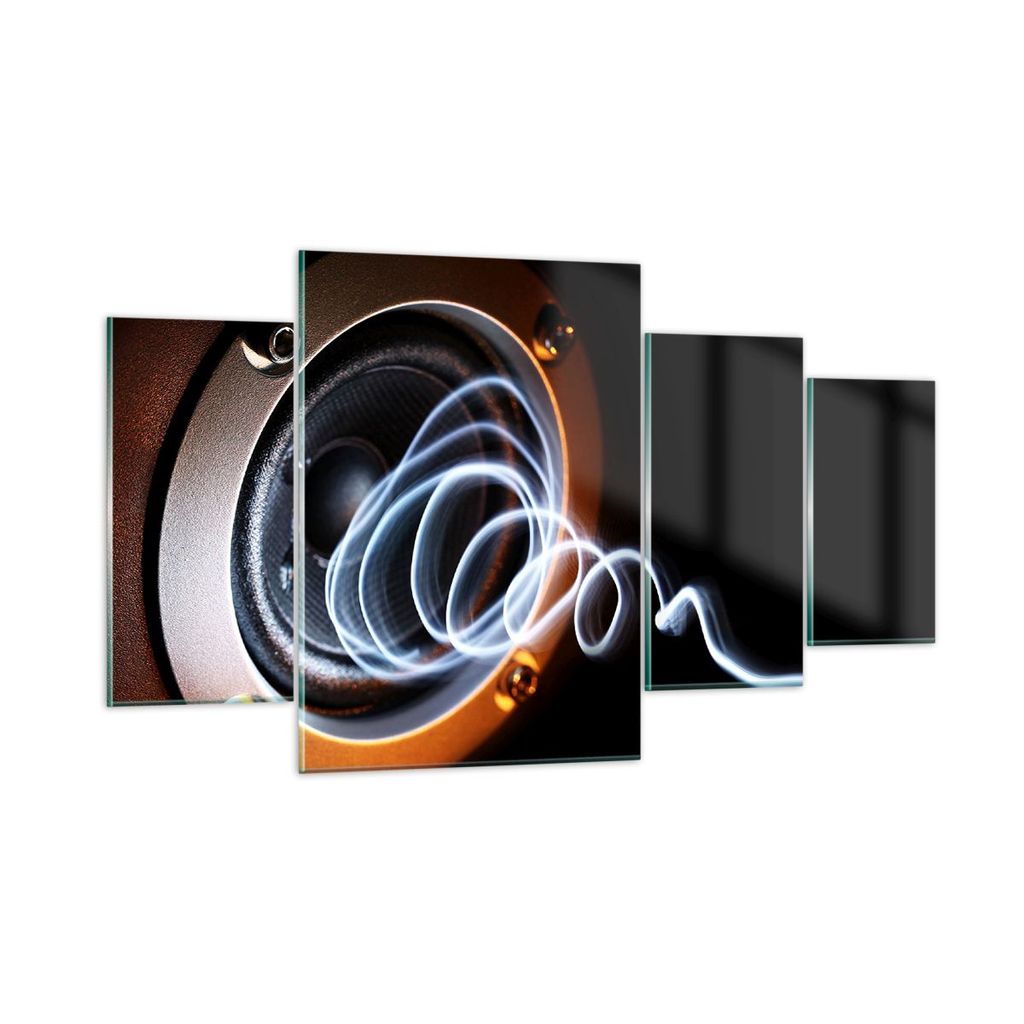 Bilder auf glas - Dekorativ Unterhaltung Musik Sprecher - 160x90cm - Glasbilder - Wandbilder - Kunstdruck - Wanddekoration aus Glas - Glas Bilder -...