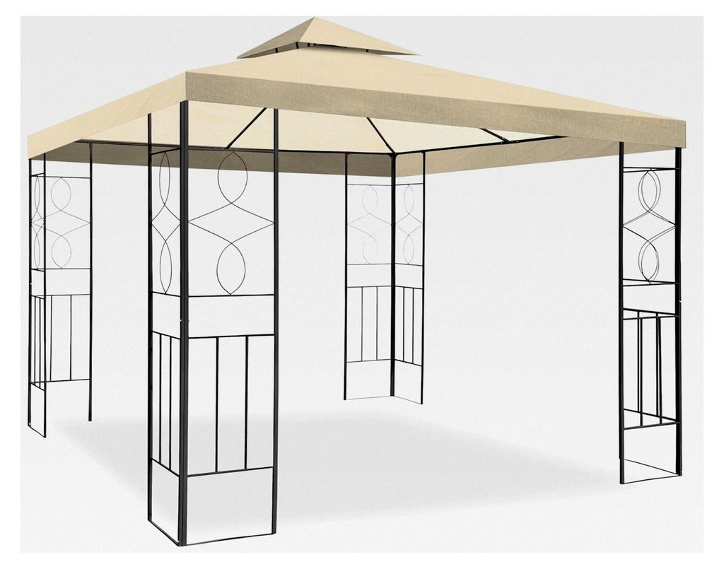 Pavillon Romantika 3x3m Metall mit wasserdichtem Dach (Beige)