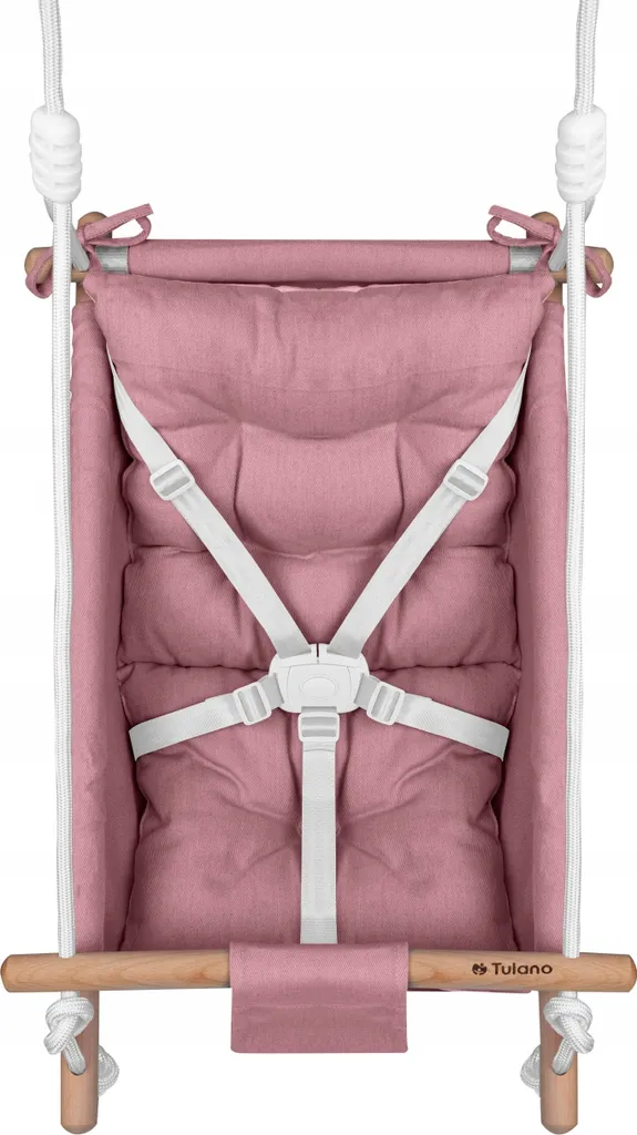 Tulano Hop 40 Altalena Neonato 3in1 in Legno | Fino a 60kg | Rosa-Grigio - 26