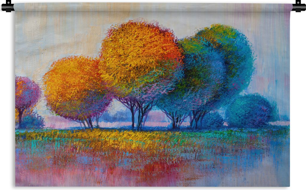 MuchoWow Wandteppich Wandbehang Malerei - Ölgemälde - Natur - Bäume 60x40 cm Tapisserie Dekoration Wandtuch - Wanddekorationen