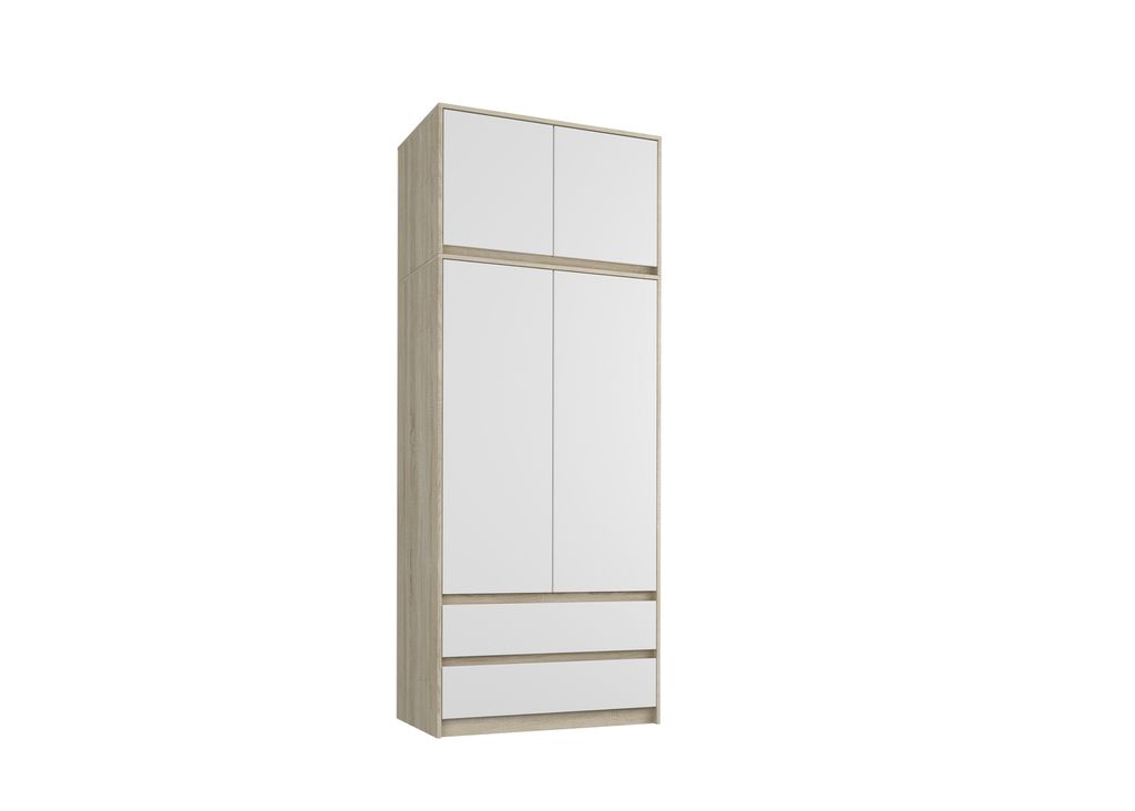 Framire Šatní skříň 90cm + nástavec B-9-N-TIP, béžová/bílá Obrázek produktu 1