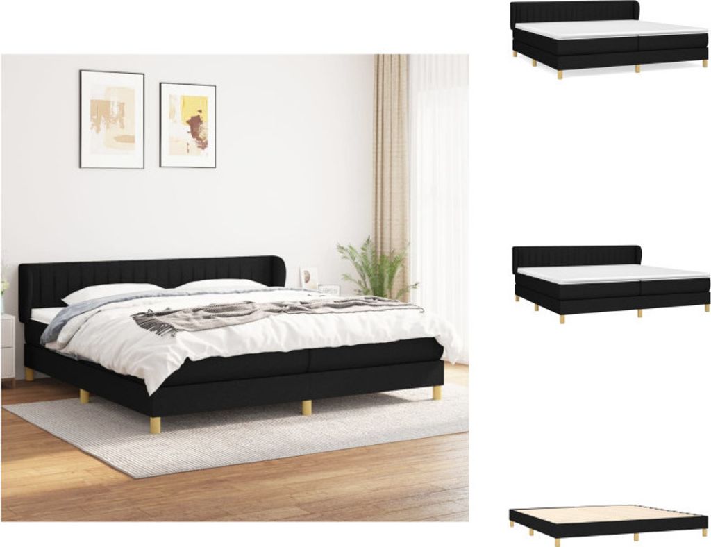 vidaXL Boxspringbett mit Matratze Schwarz 200x200 cm Stoff - Betten & Bettgestelle