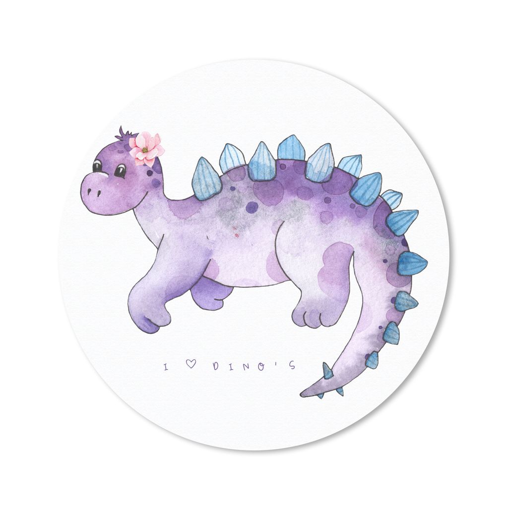 MuchoWow Mauspad Mousepad Dinosaurier - Kinderzimmer - Lila - Mädchen - Kinder - Rosa 30x30 cm - Mousepads - Maus Mat - Pad - Mausunterlage - Ti...