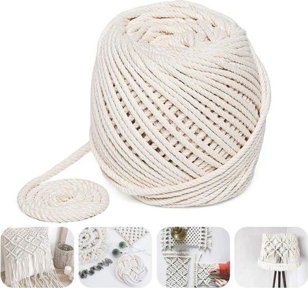Corde de coton pour décoration murale DIY et projets de loisirs 100m