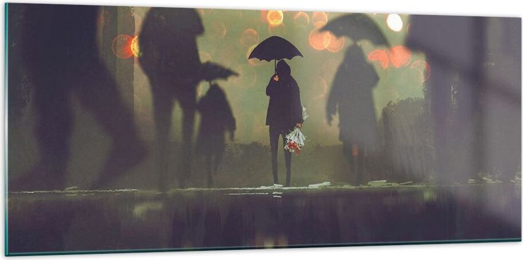 Bilder auf glas - Straße Regen Wasser - 120x50cm - Glasbilder - Wandbilder - Kunstdruck - zum Aufhängen bereit - Wanddekoration aus Glas - Glas B...