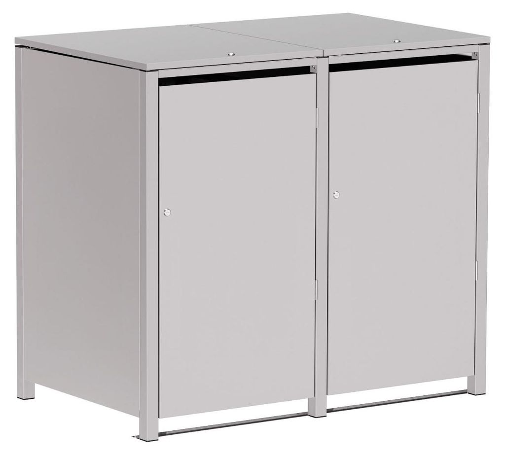 Mülltonnenbox Hugo 2er 240L in Hellgrau - Metallic
