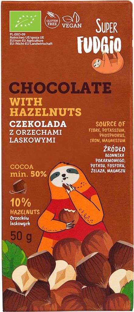 CZEKOLADA Z ORZECHAMI LASKOWYMI BEZGLUTENOWA BIO 50 g - ME GUSTO (SUPER FUDGIO)