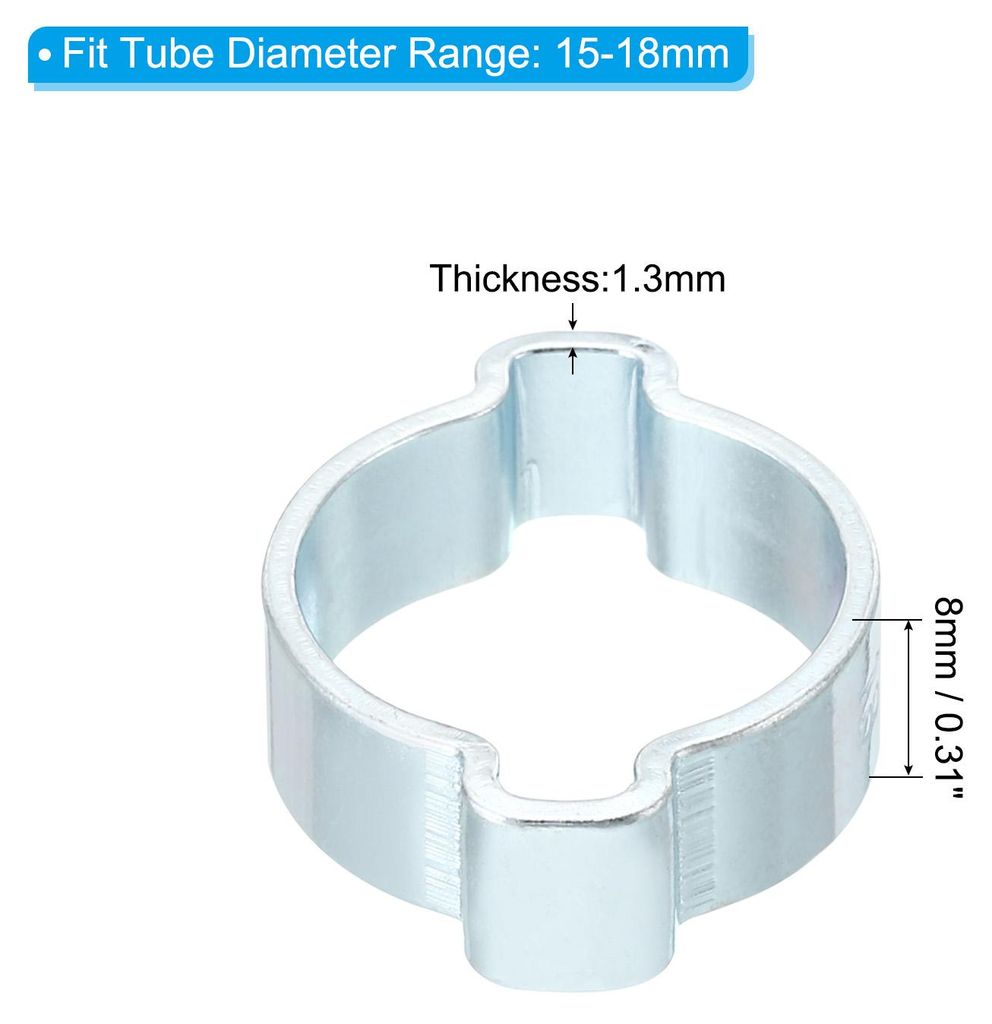 10 Stš¹ck Doppelohr Schlauchschellen, Einstellbare 2-Ohr Schlauchschellen ? 15-18mm, Verzinkter Zweiohrschellen, Schlauch Klemmplatten fš¹r Ful...