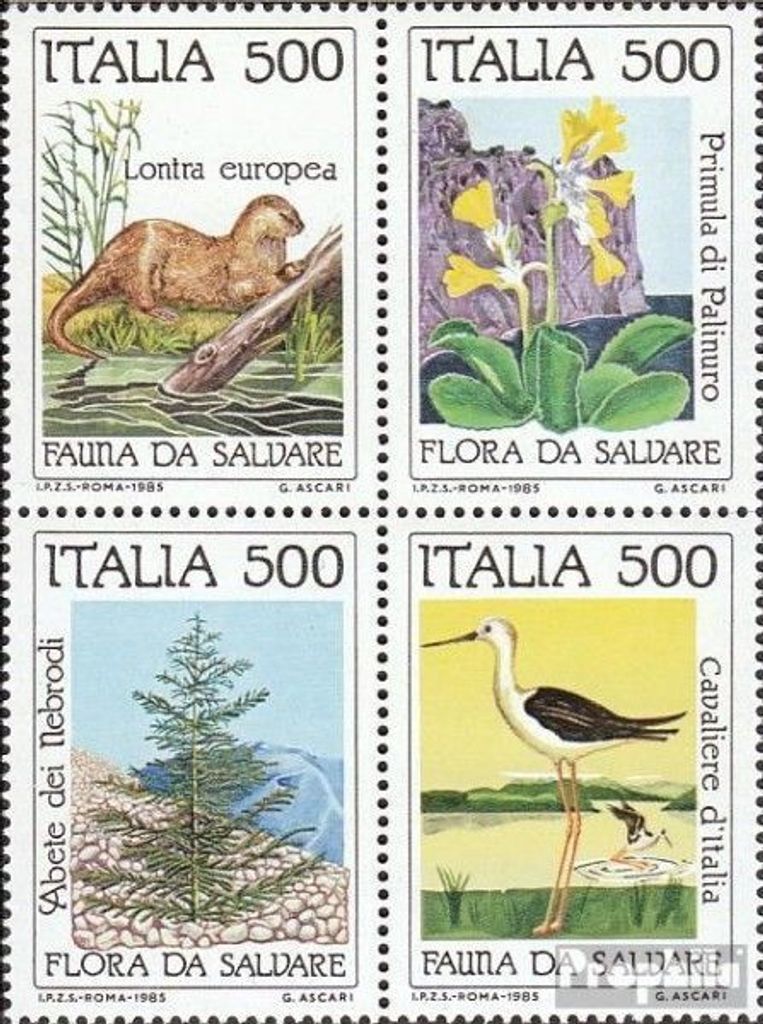 Briefmarken Italien 1985 Mi 1926-1929 Viererblock (kompl.Ausg.) postfrisch Naturschutz