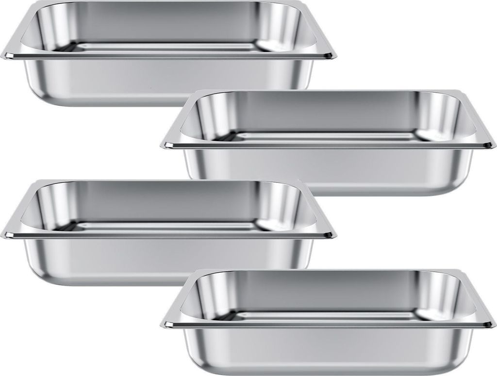 SucceBuy Gastronormbehälter Hotelpfanne (1/2-Größe) 4 Stk. 3,8 L, wiederverwendbare Behälter (63,5 mm tief), langlebige Catering-Aufbewahrung, ...