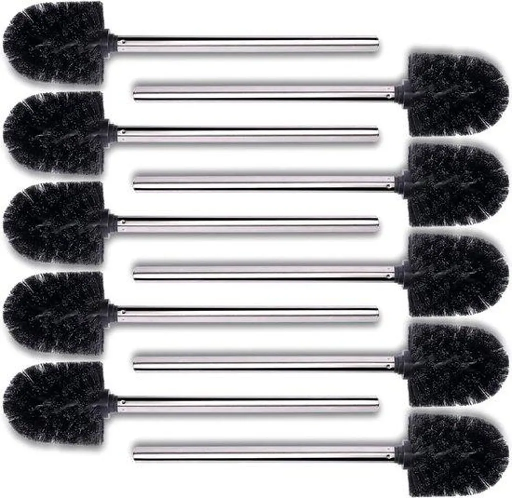 Lot de 10 Têtes de Brosse WC de Rechange en Acier Brut et Noir Durable