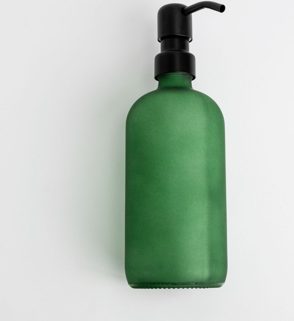 Natural Goods Berlin KLEAN Seifenspender mit Etiketten, hochwertiger & nachfüllbarer Seifenspender für Küche & Bad, matt Grün, Edelstahl Pumpko...