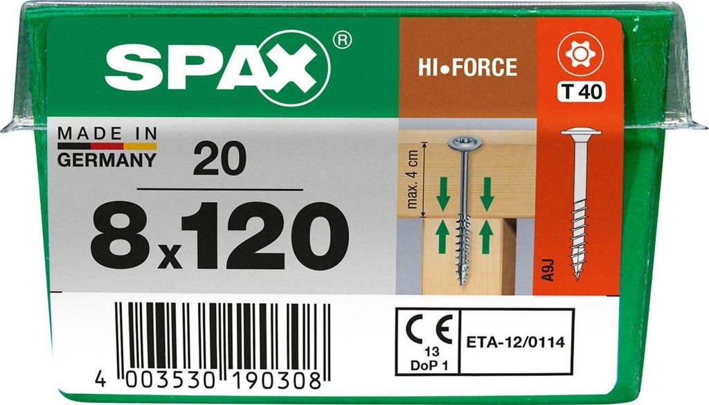 Spax Holzbauschrauben 8.0 x 120 mm TX 40 - 20 Stk.