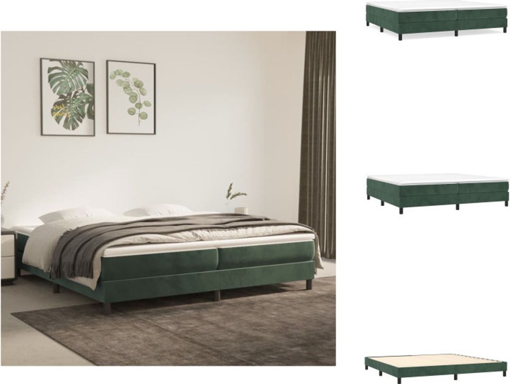 vidaXL Boxspringbett Dunkelgrün 200x200 cm Samt -  Betten & Produktbild 