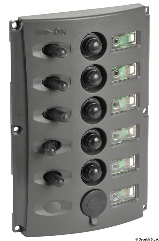 Elektrisches Panel mit automatischen Sicherungen und doppelter LED - Osculati 14.850.05