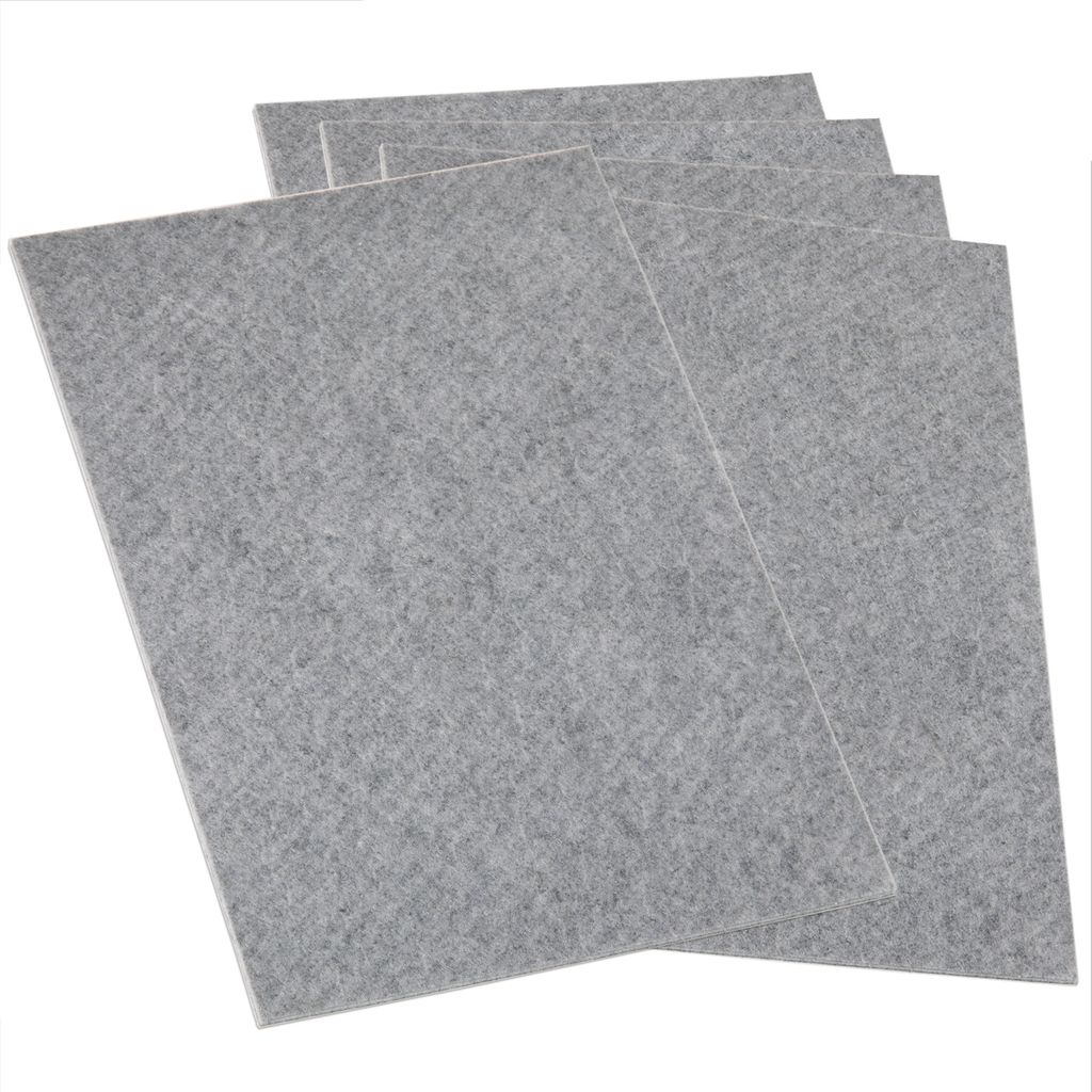 Adsamm | 5 x selbstklebende Filzplatte | 200x300 mm | Grau | rechteckig | 3.5 mm starker Filzzuschnitt in von Adsamm