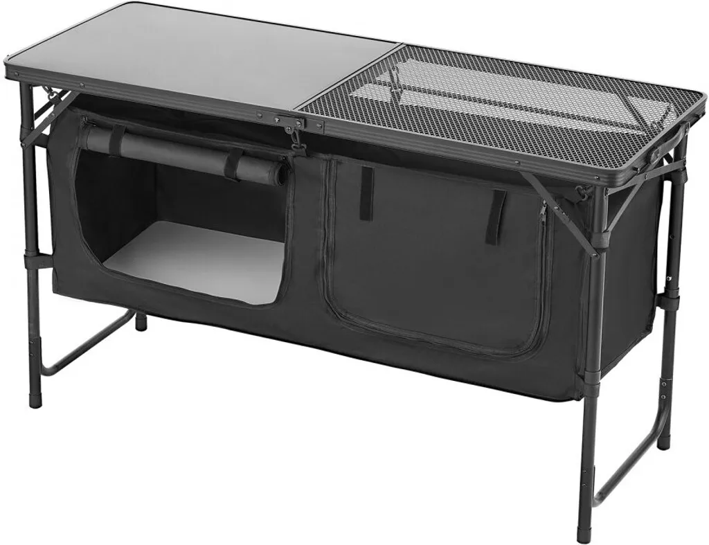 Table de cuisson camping pliante pour barbecue - Cuisine mobile noire - 11