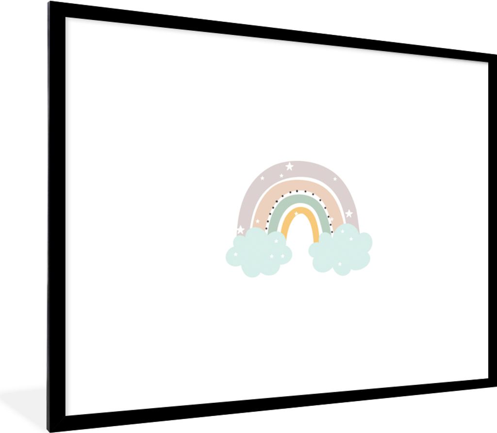 MuchoWow® Gerahmtes Poster Regenbogen - Sterne - Punkte - Produktbild 