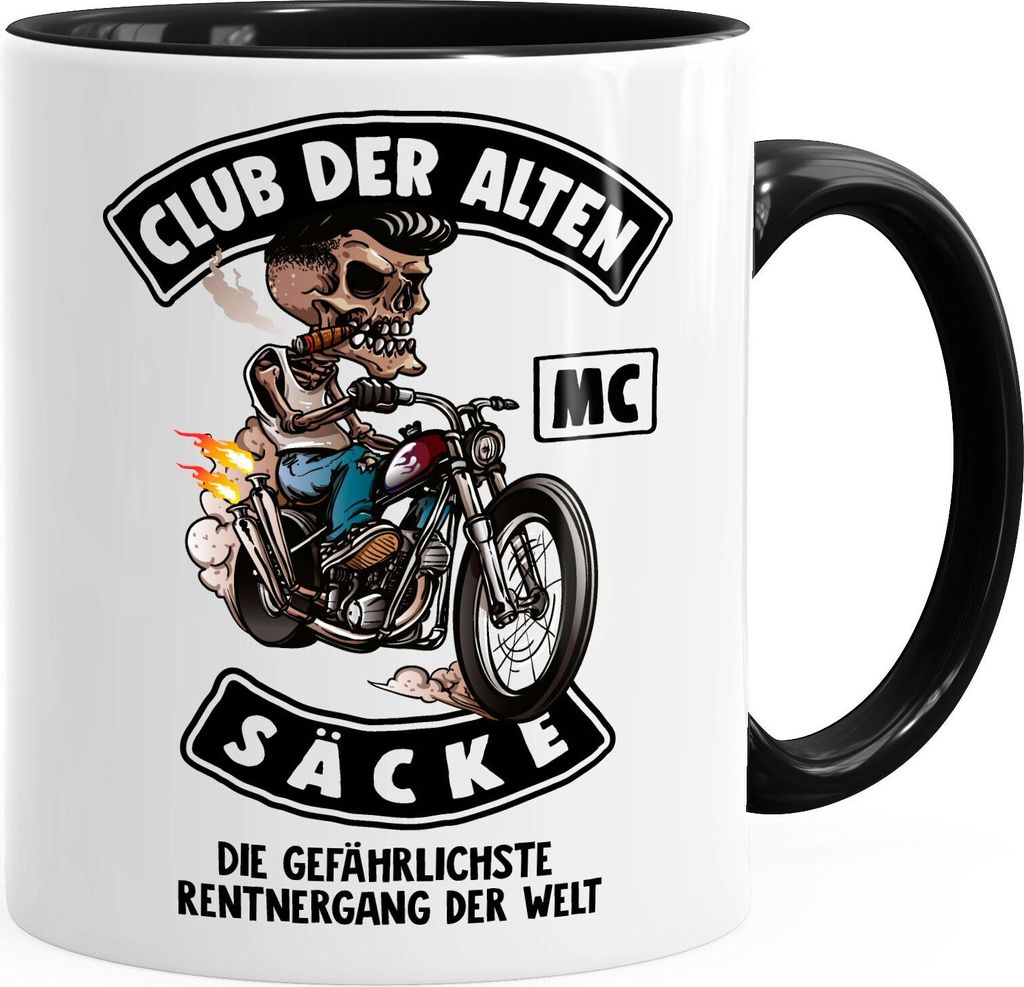 Kaffee-Tasse Club der alten Säcke Geschenk-Tüte Club der alten Säcke für Ältere Geburtstag Männer Moonworks MC schwarz unisize